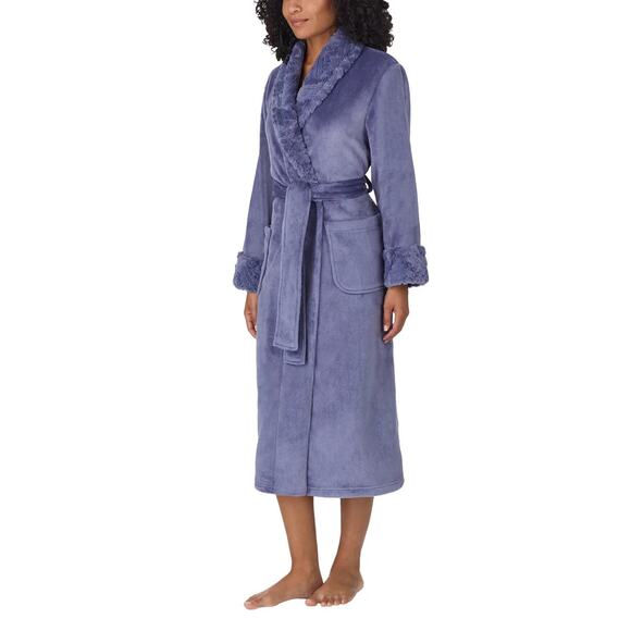 NWT Carole Hochman Women's Silky Soft Shawl Collar Wrap Style Plush Robe - Picture 2 of 10